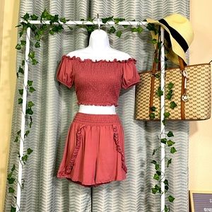 Indero Short & Blouse Set in Mesa Rose